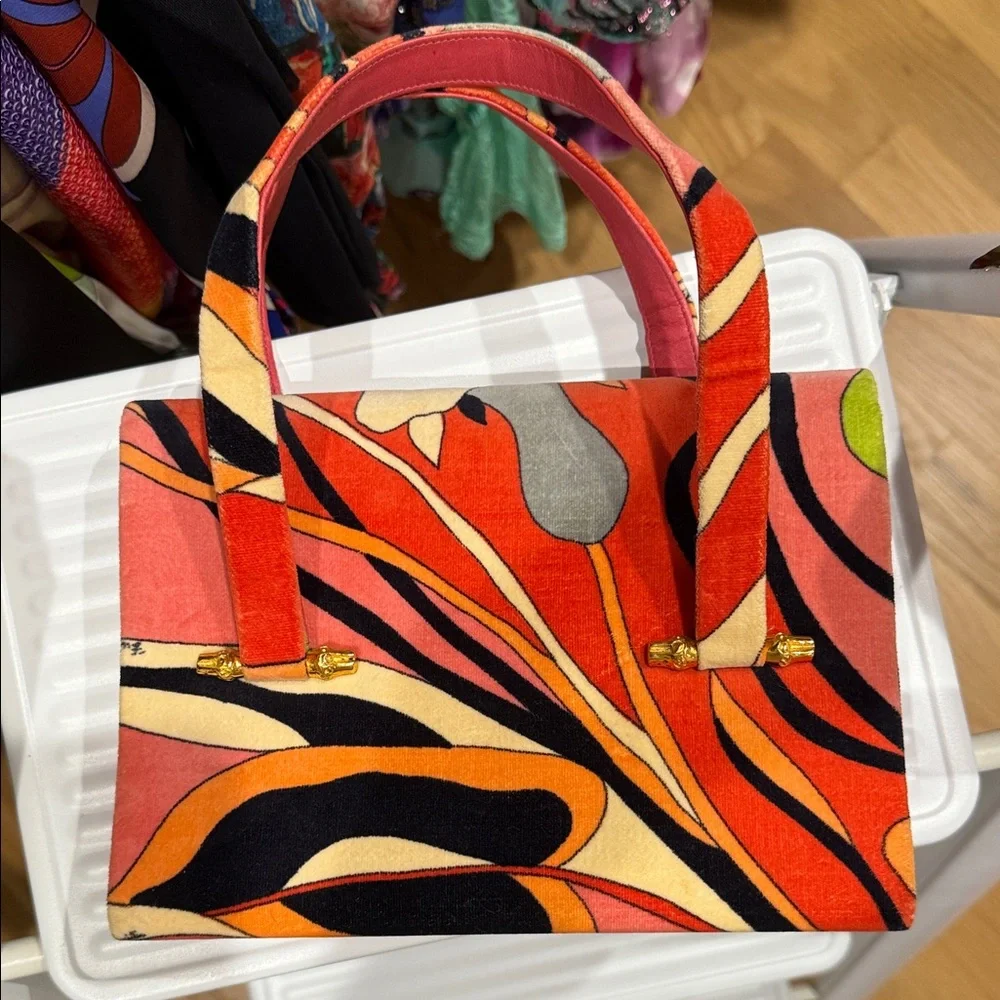 Emilio Pucci Red and Orange Vintage Rare Top Handle Bag - Picture 9 of 16